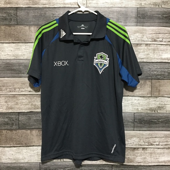 Adidas Seattle Sounders Fc Xbox Polo Shirt Men’s M Gray Green Formotion MLS - Picture 3 of 9